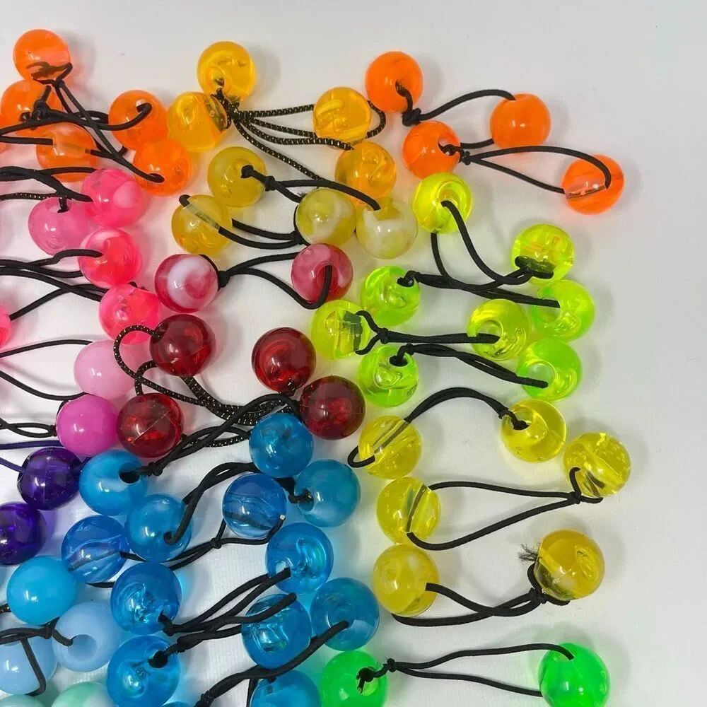 Twin Bead Hair Knocker Pony Tail Holders Bubbles Balls Tie Backs Lot of 76 Sets - Picture 3 of 5